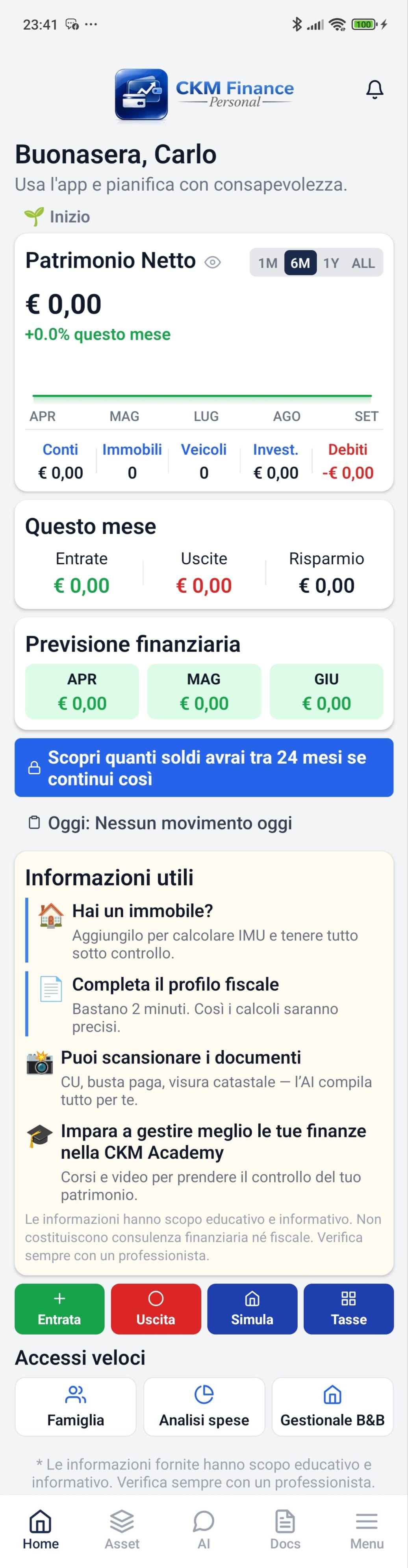 CKM Finance Personal — Dashboard Home